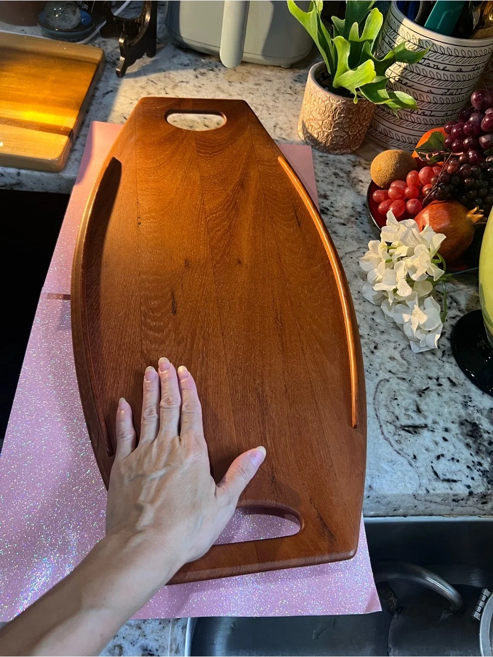 Vintage Dansk Oval Surfboard shaped teakwood Serving Tray